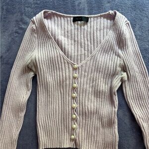 SHEIN Purple Ribbed Cardigan with V-Neck